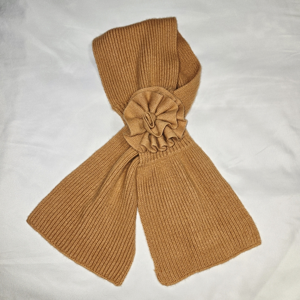 Portolano Cashmere Loop Scarf With Flower, Cashmere Scarf
